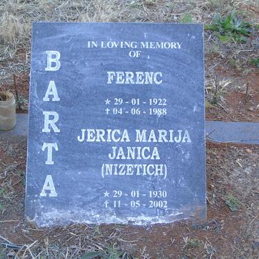 BARTA Ferenc 1922-1988 &amp; Jerica Marija Janica NIZETICH 1930-2002