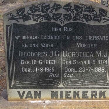 NIEKERK Theodores J.G., van 1863-1955 & Dorothea M.J. STEYN 1874-1966