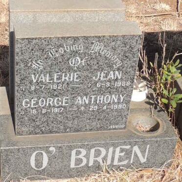 O'BRIEN George Anthony 1917-1990 & Valerie Jean 1921-1988