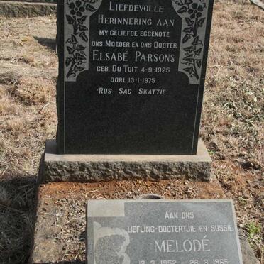 PARSONS Elsebe nee DU TOIT 1925-1975 :: PARSONS Melode 1952-1965