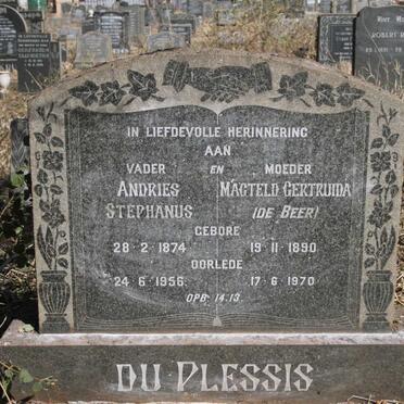 PLESSIS Andries Stephanus, du 1874-1956 & Magteld Gertruida DE BEER 1890-1970