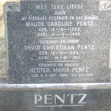 PENTZ David Christiaan 1898-1962 &amp; Maude Caroline 1902-1948 &amp; Hester Maria 1907-1998