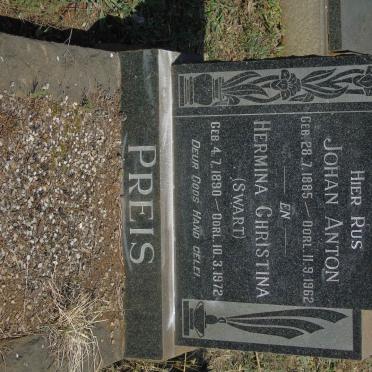 PREIS Johan Anton 1885-1962 &amp; Hermina Christina SWART 1890-1972