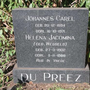 PREEZ Johannes Carel, du 1894-1971 &amp; Helena Jacomina WESSELS 1902-1988