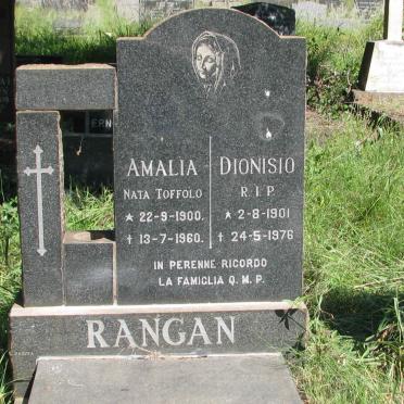 RANGAN Dionisio 1901-1976 &amp; Amalia TOFFOLO 1900-1960