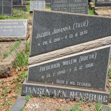 RENSBURG Frederick Willem, Jansen van 1940-1956 :: JANSEN VAN RENSBURG Jacoba Johanna 1941-1976