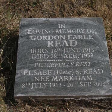 READ Gordon Earle 1913-1953 &amp; Elsabe S. nee MARKHAM 1913-2003