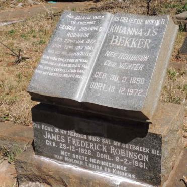 ROBINSON George Johannes 1877-1941 &amp; Johanna J.S. BEKKER nee VENTER 1890-1972