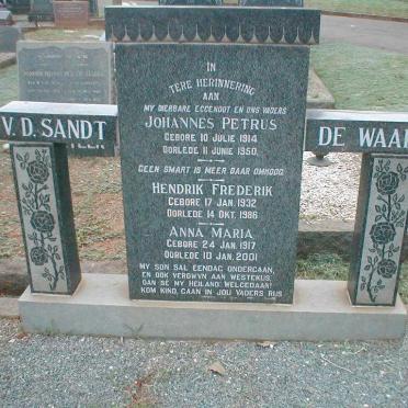 SANDT Johannes Petrus, v.d. 1914-1950 &amp; Anna Maria DE WAAL 1914-2001 :: V.D. SANDT Hendrik Frederik 1932-1986