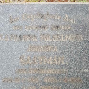 SAAYMAN Catharina Wilhelmina Johanna nee BEZUIDENHOUT 1879-1922