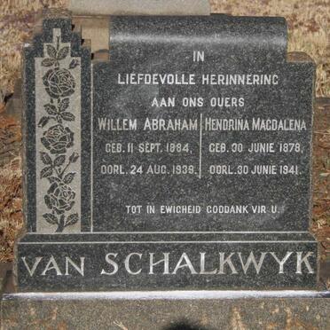 SCHALKWYK Willem Abraham, van 1884-1939 & Hendrina Magdalena 1878-1941