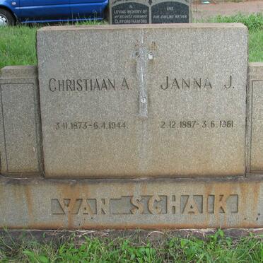 SCHAIK Christiaan A., van 1873-1944 & Janna J. 1887-1961