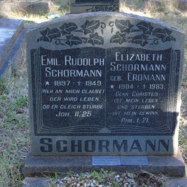 SCHORMANN Emil Rudolph 1897-1949 &amp; Elizabeth ERDMANN 1904-1983
