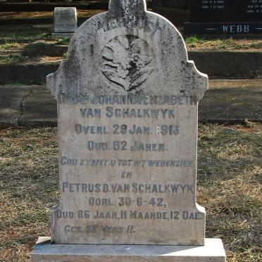 SCHALKWYK Petrus B., van -1942 &amp; Dinah Johanna Elizabeth -1913