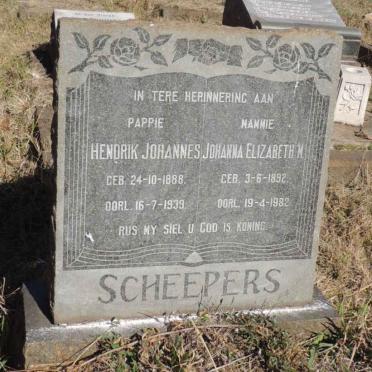 SCHEEPERS Hendrik Johannes 1888-1939 &amp; Johanna Elizabeth M. 1892-1982