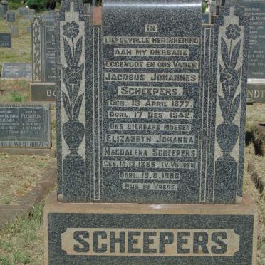 SCHEEPERS Jacobus Johannes 1877-1942 &amp; Elizabeth Johanna Magdalena V. VUUREN 1885-1966