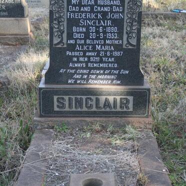 SINCLAIR Frederick John 1890-1953 & Alice Maria -1987