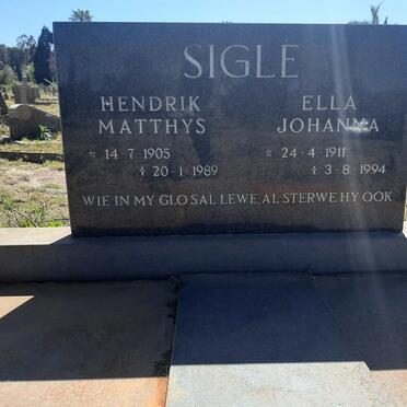 SIGLE Hendrik Matthys 1905-1989 & Ella Johanna 1911-1994