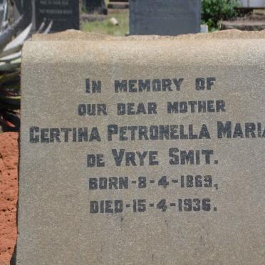 SMIT Gertina Petronella Maria, DE VRYE 1869-1936