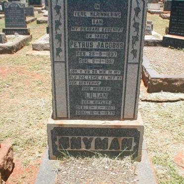 SNYMAN Petrus Jacobus 1897-1951 &amp; Lilian BUTLER