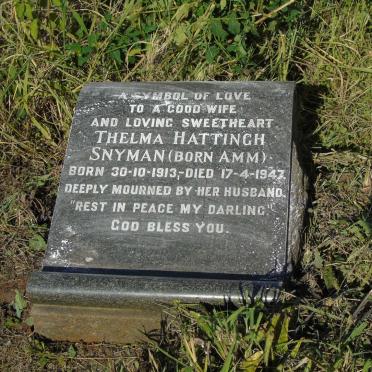 SNYMAN Thelma Hattingh nee AMM 1913-1947