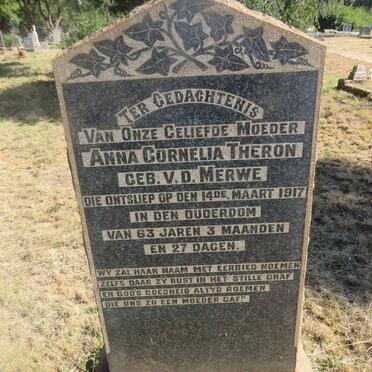 THERON Anna Cornelia nee V.D. MERWE -1917