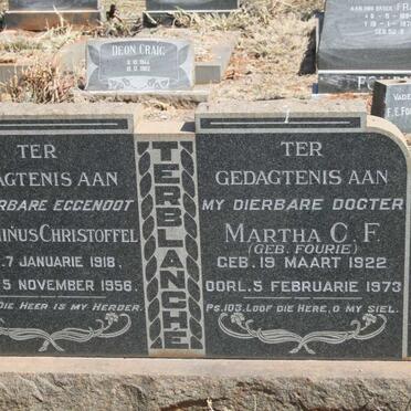 TERBLANCHE Mathinus Christoffel 1918-1956 & Martha C.F. FOURIE 1922-1973