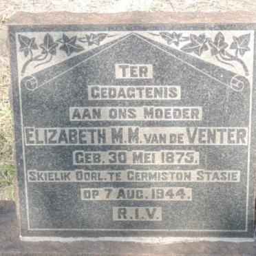 VENTER Elizabeth M.M., van de 1875-1944