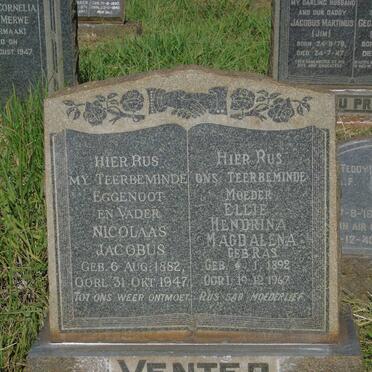 VENTER Nicolaas Jacobus 1882-1947 & Ellie Hendrina Magdalena RAS 1892-1962