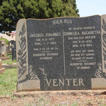 VENTER Jacobus Johannes 1877-1963 &amp; Corneliea Magarietha VAN DEN HEEVER 1876-1954