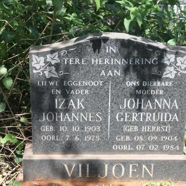 VILJOEN Izak Johannes 1903-1975 &amp; Johanna Gertruida HERBST 1904-1984