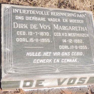 VOS Dirk, de 1870-1955 & Margaretha V.D. WESTHUIZEN 1882-1955