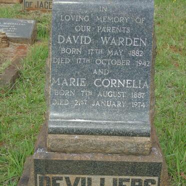 VILLIERS David Warden, de 1882-1942 & Marie Cornelia 1887-1974