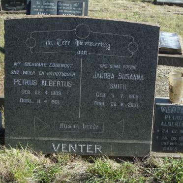 VENTER Petrus Albertus 1909-1961 &amp; Jacoba Susanna SMITH 1909-2007 :: VENTER Petrus Albertus 1936-1996
