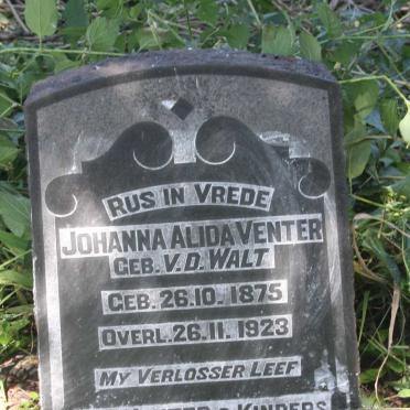 VENTER Johanna Alida nee V.D. WALT 1875-1923