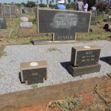 VENTER Nicolaas J. 1915-1967 :: VENTER Frikkie 1946-1973 :: VENTER Alice 1948-1969