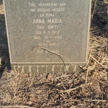 VERMEULEN Anna Maria nee SMIT 1862-1940