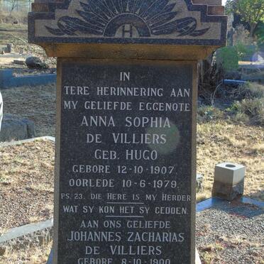 VILLIERS Johannes Zacharias, de 1900-1986 & Anna Sophia HUGO 1907-1979