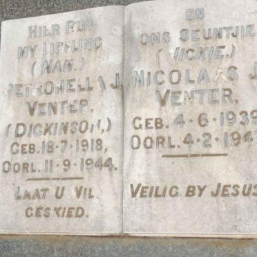 VENTER Petronella J. 1918-1944 :: VENTER Nicolaas J. 1939-1947