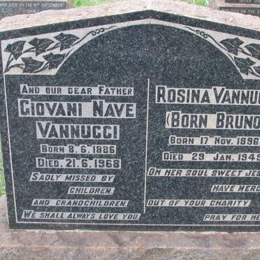 VANUCCI Giovani Nave 1886-1968 &amp; Rosina BRUNO 1896-1945