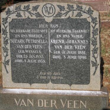 VEEN Arend Johannes, van der 1881-1946 & Suzara Petronella WESSELS 1885-1938