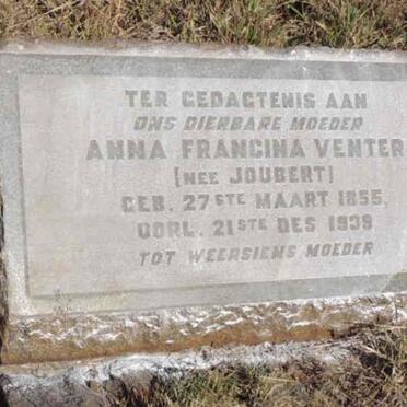 VENTER Anna Francina nee JOUBERT 1855-1939