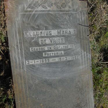 VRIES Claudius Marais, de 1899-1962