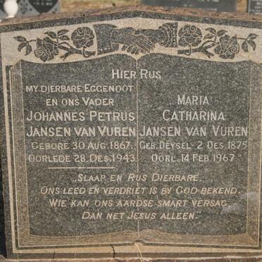 VUREN Johannes Petrus, Jansen van 1867-1943 & Maria Catharina DEYSEL 1875-1967