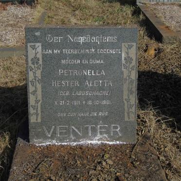 VENTER Petronella Hester Aletta nee LABUSCHAGNE 1911-1961