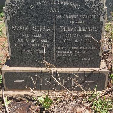 VISSER Thomas Johannes 1890-1962 &amp; Maria Sophia NELL 1895-1978