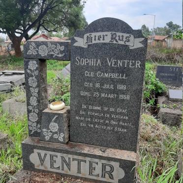 VENTER Sophia nee CAMPBELL 1919-1958
