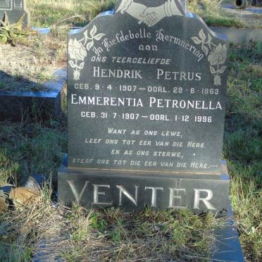 VENTER Hendrik Petrus 1907-1963 &amp; Emmerentia Petronella 1907-1996