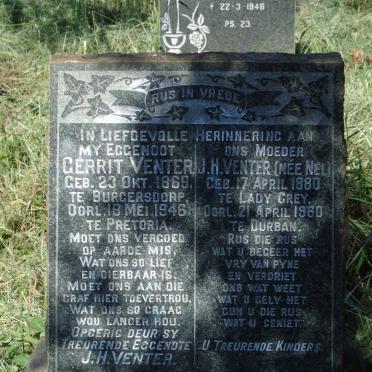 VENTER Gerrit 1869-1946 & J.H. NEL 1880-1960