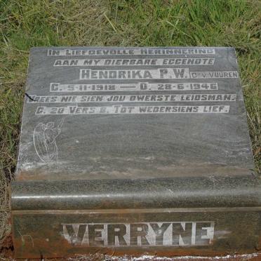 VERRYNE Hendrika P.W.C. nee VAN VUUREN 1918-1946